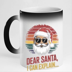 Funny Dear Santa I Can Explain Retro Christmas Humor Gift 11oz Black Color Changing Mug