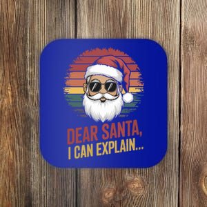 Funny Dear Santa I Can Explain Retro Christmas Humor Gift Coaster