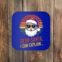 Funny Dear Santa I Can Explain Retro Christmas Humor Gift Coaster