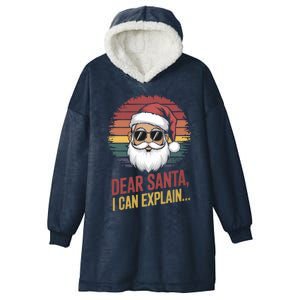 Funny Dear Santa I Can Explain Retro Christmas Humor Gift Hooded Wearable Blanket