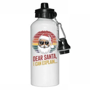 Funny Dear Santa I Can Explain Retro Christmas Humor Gift Aluminum Water Bottle