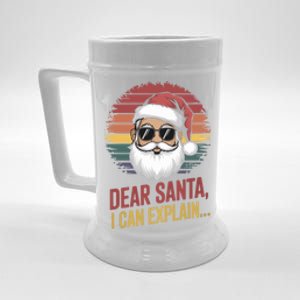 Funny Dear Santa I Can Explain Retro Christmas Humor Gift Beer Stein