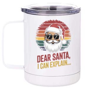 Funny Dear Santa I Can Explain Retro Christmas Humor Gift 12 oz Stainless Steel Tumbler Cup