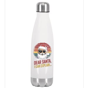 Funny Dear Santa I Can Explain Retro Christmas Humor Gift Stainless Steel Insulated Water Bottle