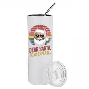 Funny Dear Santa I Can Explain Retro Christmas Humor Gift Stainless Steel Tumbler