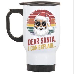 Funny Dear Santa I Can Explain Retro Christmas Humor Gift Stainless Steel Travel Mug