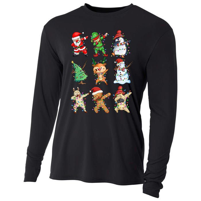 Festive Dabbing Santa Elf Crew for Christmas Cooling Performance Long Sleeve Crew