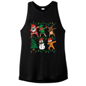 Festive Dabbing Santa Elf Reindeer Pajamas Ladies PosiCharge Tri-Blend Wicking Tank