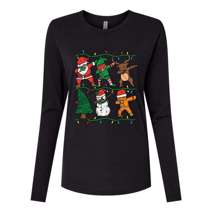 Festive Dabbing Santa Elf Reindeer Pajamas Womens Cotton Relaxed Long Sleeve T-Shirt