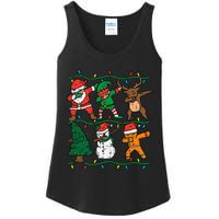 Festive Dabbing Santa Elf Reindeer Pajamas Ladies Essential Tank