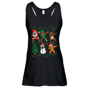 Festive Dabbing Santa Elf Reindeer Pajamas Ladies Essential Flowy Tank