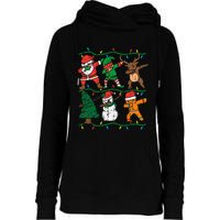 Festive Dabbing Santa Elf Reindeer Pajamas Womens Funnel Neck Pullover Hood