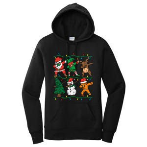 Festive Dabbing Santa Elf Reindeer Pajamas Women's Pullover Hoodie