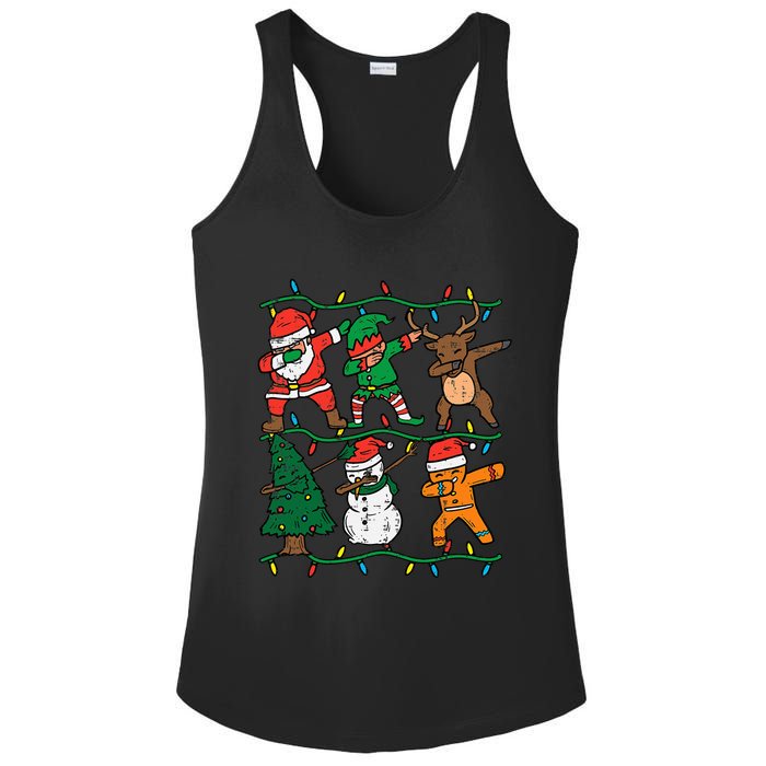 Festive Dabbing Santa Elf Reindeer Pajamas Ladies PosiCharge Competitor Racerback Tank