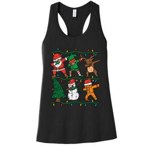 Festive Dabbing Santa Elf Reindeer Pajamas Women's Racerback Tank