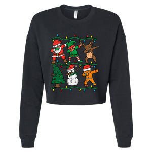 Festive Dabbing Santa Elf Reindeer Pajamas Cropped Pullover Crew