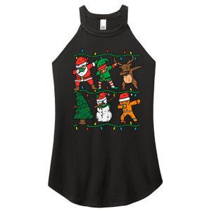 Festive Dabbing Santa Elf Reindeer Pajamas Women's Perfect Tri Rocker Tank