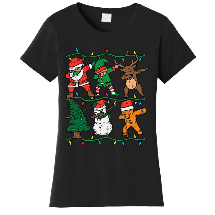 Festive Dabbing Santa Elf Reindeer Pajamas Women's T-Shirt