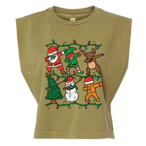 Festive Dabbing Santa Elf Reindeer Pajamas Garment-Dyed Women's Muscle Tee