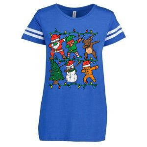 Festive Dabbing Santa Elf Reindeer Pajamas Enza Ladies Jersey Football T-Shirt