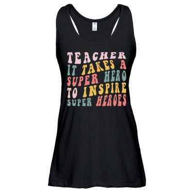 First Day School Superhero Inspire Super Heros Teacher Women Ladies Essential Flowy Tank
