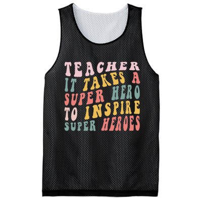 First Day School Superhero Inspire Super Heros Teacher Women Mesh Reversible Basketball Jersey Tank