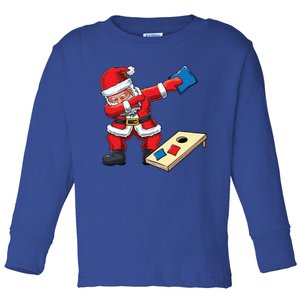 Funny Dabbing Santa Claus Cornhole Christmas Corn Hole Xmas Cool Gift Toddler Long Sleeve Shirt