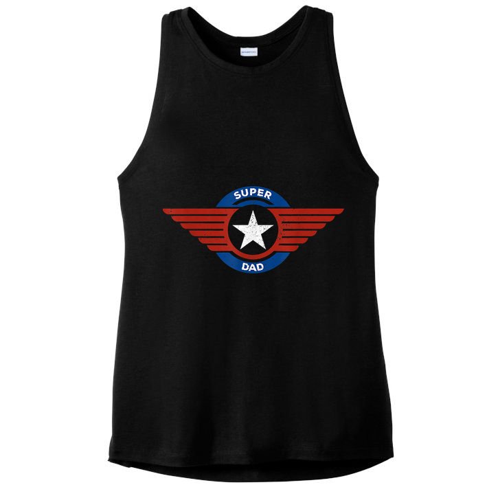 Father's Day Super Hero Dad Father And Protector Ladies PosiCharge Tri-Blend Wicking Tank