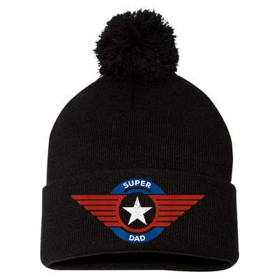 Father's Day Super Hero Dad Father And Protector Pom Pom 12in Knit Beanie