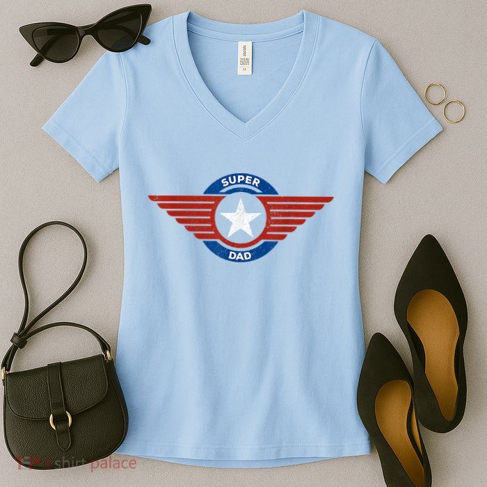 Father's Day Super Hero Dad Father And Protector Women's V-Neck T-Shirt