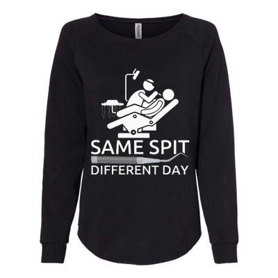 Funny Dentist Same Spit Different Day Womens California Wash Sweatshirt