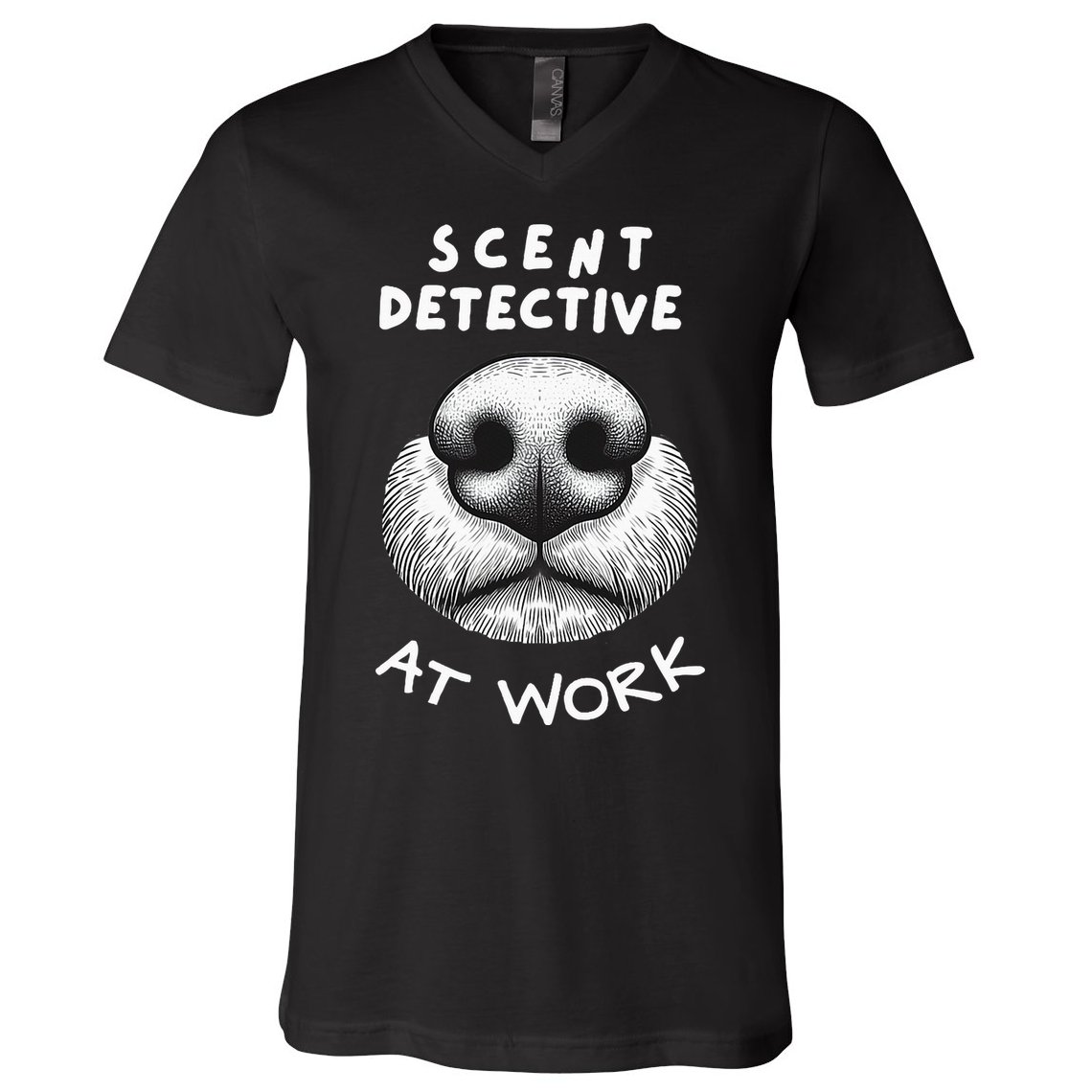 Fun Dog Scent Design Scent Detective At Work V-Neck T-Shirt