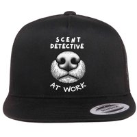 Fun Dog Scent Design Scent Detective At Work Flat Bill Trucker Hat