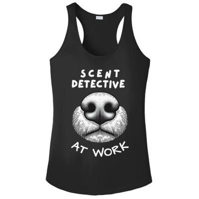 Fun Dog Scent Design Scent Detective At Work Ladies PosiCharge Competitor Racerback Tank