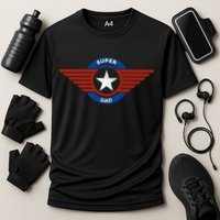 Father's Day Super Hero Dad Father and Protector Cooling Performance Crew T-Shirt