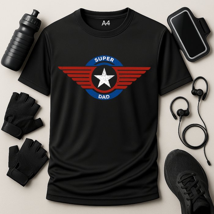 Father's Day Super Hero Dad Father and Protector Cooling Performance Crew T-Shirt