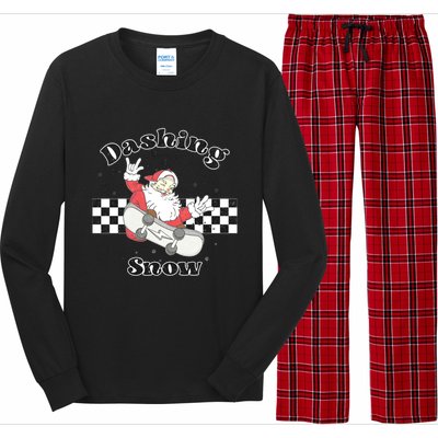 Funny Dashing Snow Retro Christmas Long Sleeve Pajama Set