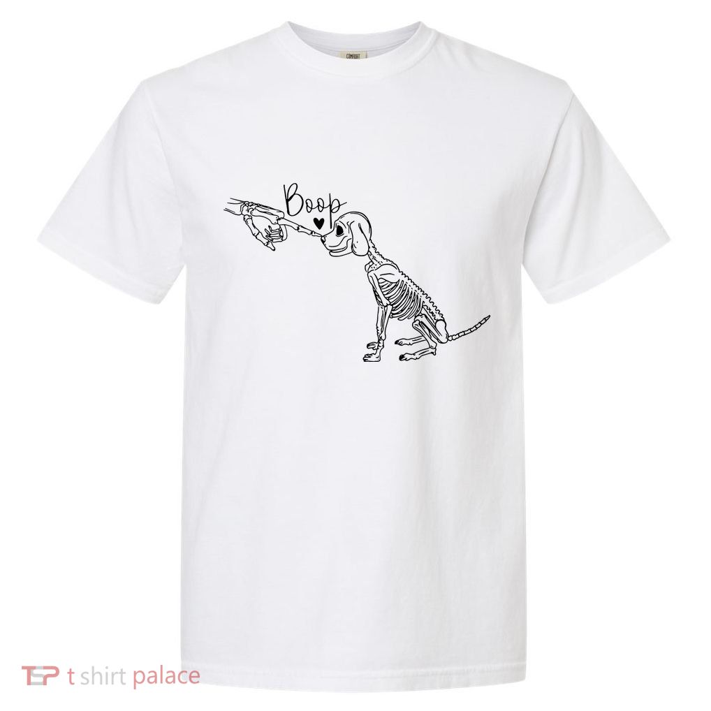 Funny Dog Skeleton Hand Boop Halloween Puppy Dog Lover Gift Garment-Dyed Heavyweight T-Shirt