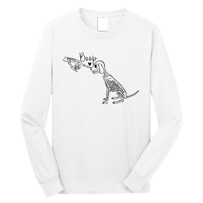 Funny Dog Skeleton Hand Boop Halloween Puppy Dog Lover Gift Long Sleeve Shirt