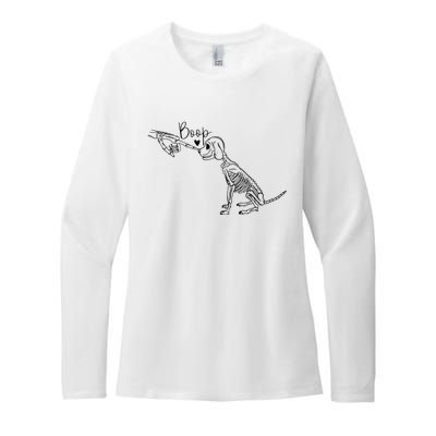 Funny Dog Skeleton Hand Boop Halloween Puppy Dog Lover Gift Womens CVC Long Sleeve Shirt