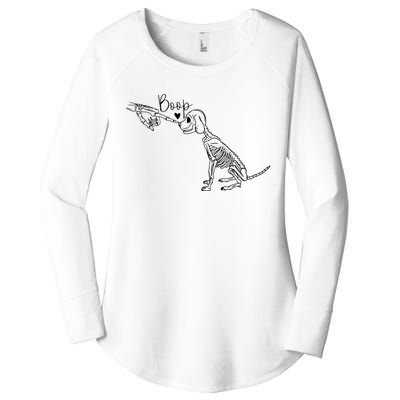 Funny Dog Skeleton Hand Boop Halloween Puppy Dog Lover Gift Women's Perfect Tri Tunic Long Sleeve Shirt