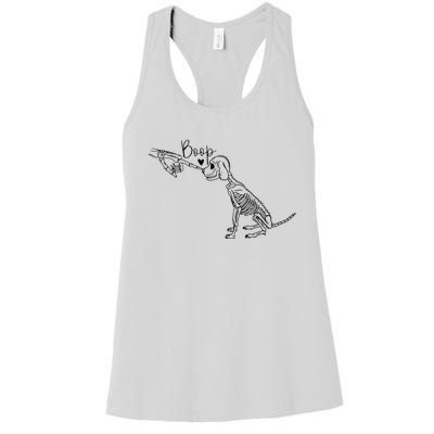 Funny Dog Skeleton Hand Boop Halloween Puppy Dog Lover Gift Women's Racerback Tank