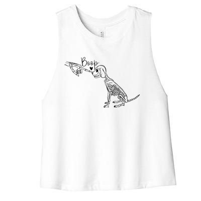 Funny Dog Skeleton Hand Boop Halloween Puppy Dog Lover Gift Women's Racerback Cropped Tank