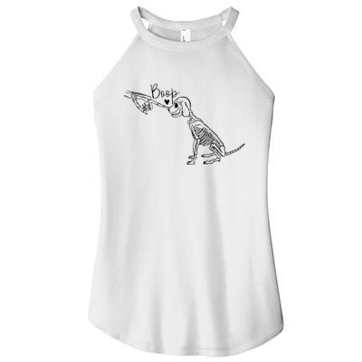 Funny Dog Skeleton Hand Boop Halloween Puppy Dog Lover Gift Women's Perfect Tri Rocker Tank