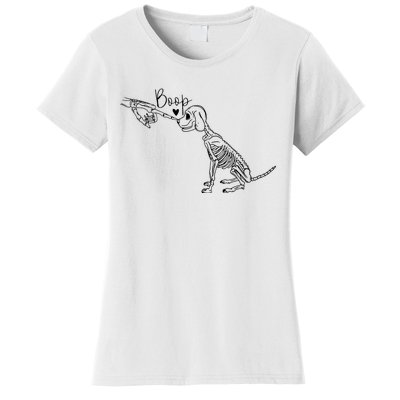 Funny Dog Skeleton Hand Boop Halloween Puppy Dog Lover Gift Women's T-Shirt