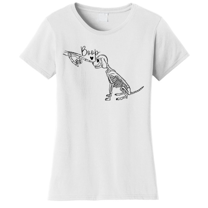 Funny Dog Skeleton Hand Boop Halloween Puppy Dog Lover Gift Women's T-Shirt