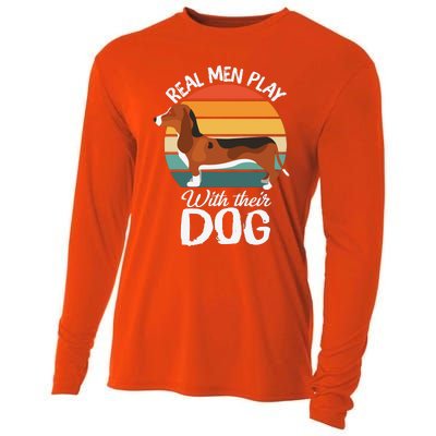 Funny Dog Slogan Funny Dog Lover Retro Sunset Dog Quote Cooling Performance Long Sleeve Crew