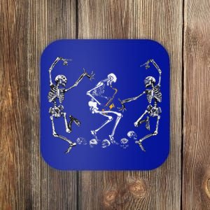 Funny Dancing Skeleton Playing Saxophone Halloween Coaster