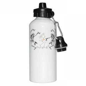 Funny Dancing Skeleton Playing Saxophone Halloween Aluminum Water Bottle