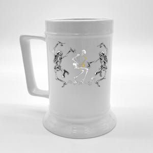 Funny Dancing Skeleton Playing Saxophone Halloween Beer Stein